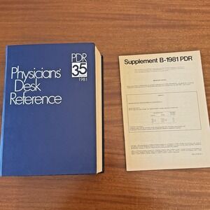Physicians Desk Reference 1981 35th Edition PDR Medical Drug Guide + Supplement
